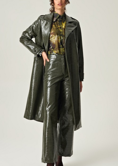 Eveleya Emerald Allure Croco Leather Pants